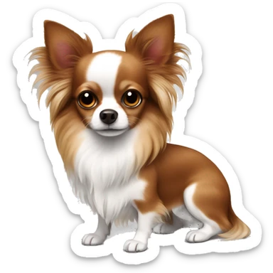 Long haired chihuahua white with reddish brown with sleepover sticker