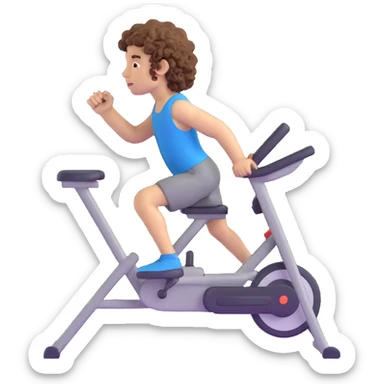 curly haired boy exercising at the gym sticker