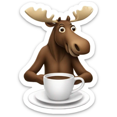 Moose drinking coffee  sticker