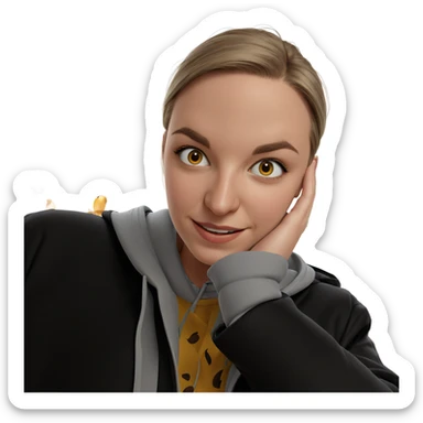 smiling girl in hooded jacket sticker