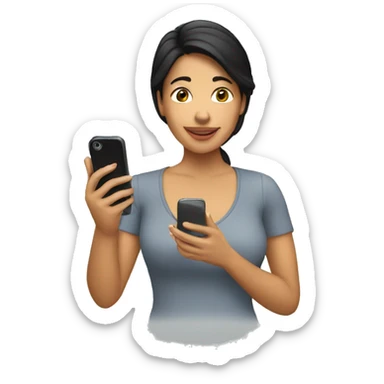 hispanic woman recording with phone camera sticker