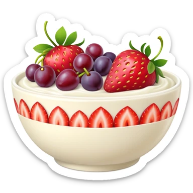 fruit yogurt bowl with strawberries and grapes sticker