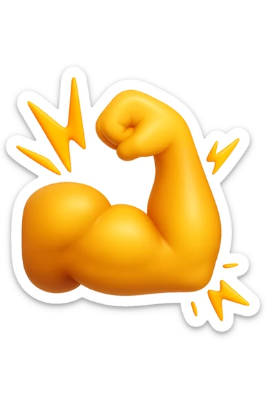 emoji 3d stile iphone che rappresenta lo stimolo che un piano di allenamento da al muscolo 3d sticker