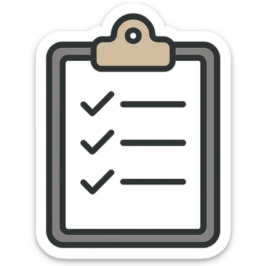 Create a very elegant assignment icon featuring a refined clipboard or checklist with subtle, sophisticated lines and a minimal, elegant color palette. The design should be sleek, modern, and professional with no guinea pig or other elements, focusing on simplicity and elegance. sticker