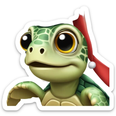 sea turtle wearing santa hat sticker
