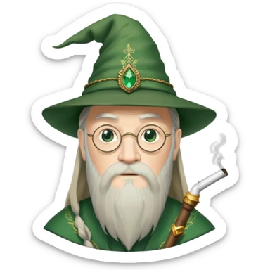 albus dumbledore from harry potter with green tasseled smoker hat and decorative motifs, without gem sticker