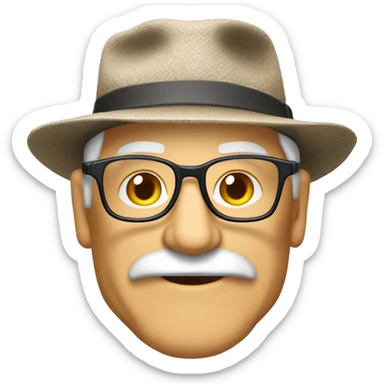 Mann, 67 Jahre, Vollbart, grau, Runde Brille, Halbglatze, Strohhut, Mayer, Panamahut sticker