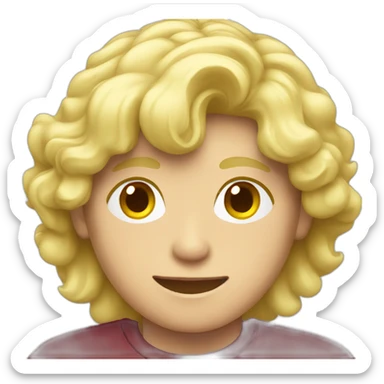 blond teenage boy with maroon shirt sticker