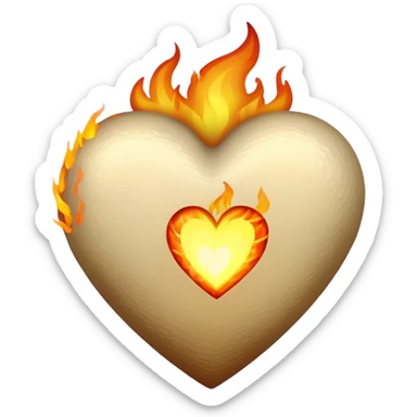 Beige heart with fire aesthetic  sticker