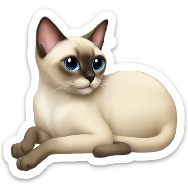 Siamese cat lounging indoors sticker