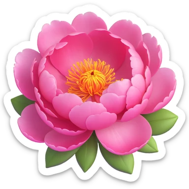 Recreate a pink peony flower in 3D iOS emoji style with realistic shading, smooth gradients, and a soft, rounded look. Keep the colors vibrant and the background transparent. sticker