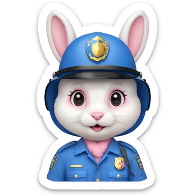 cute Rabbit police, blue uniform including helmet of uniform sticker