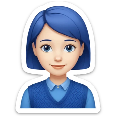 make a girl hair short and wear bunny skin pale ok and wear Sweater vests blue and make little bit a younger sticker