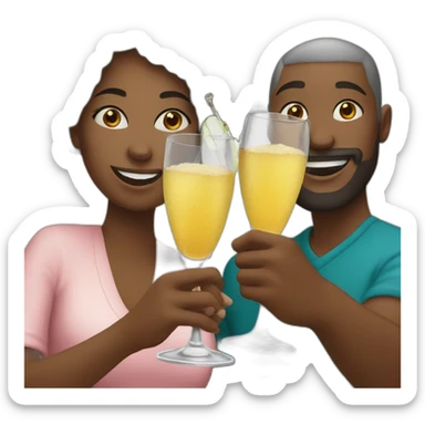 black couple toasting glasses sticker