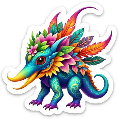 Colorful Exotic Floral Fakémon-Pokémon-creature sticker