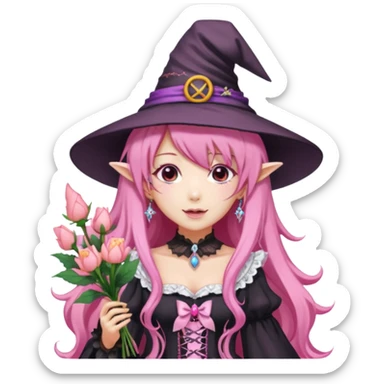 Pink Hime Gyaru Witch Flower Girl sticker