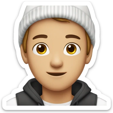 White Teen boy with beanie brown eyes sticker