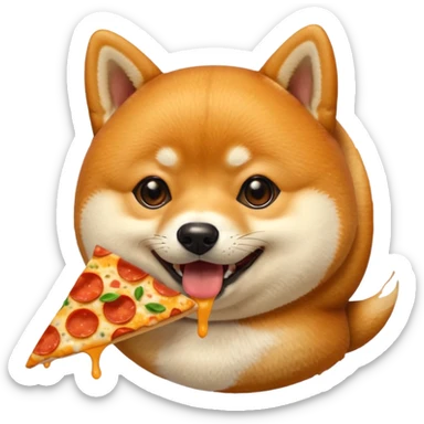 animated shiba inu eating pizza sticker