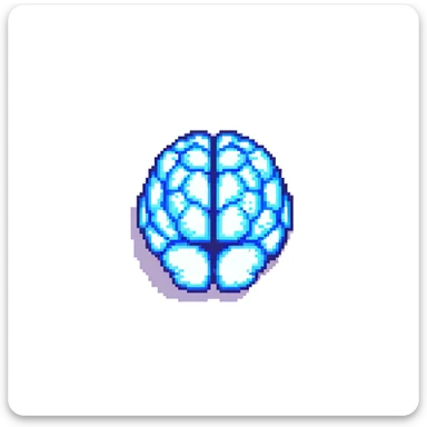 round superhuman brain icon, glowing brain with enhanced intelligence sticker