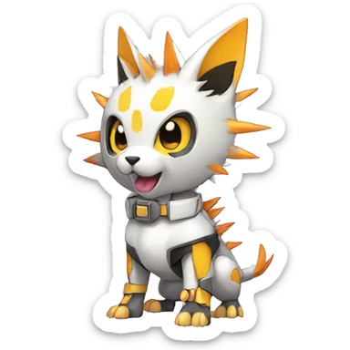 cute cool edgy sharp futuristic punk Digimon-Fakemon-animal full body sticker