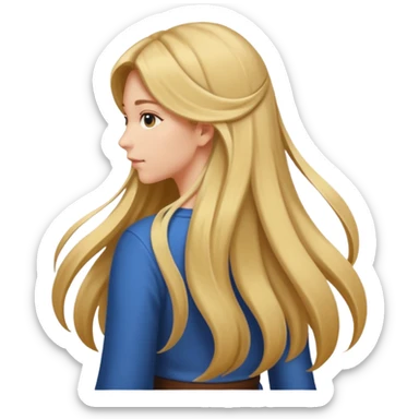 long hair image of a girl in back view sticker