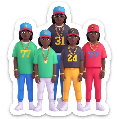 black cats as a music gang in New York with Playboi Carti and Lil Uzi Vert in the background sticker