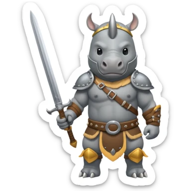 rhino with viking helmet and sword sticker