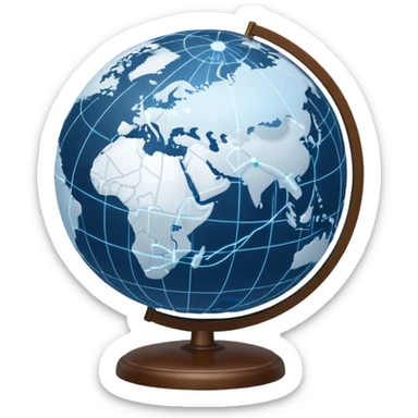 white world globe with digital network connections sticker