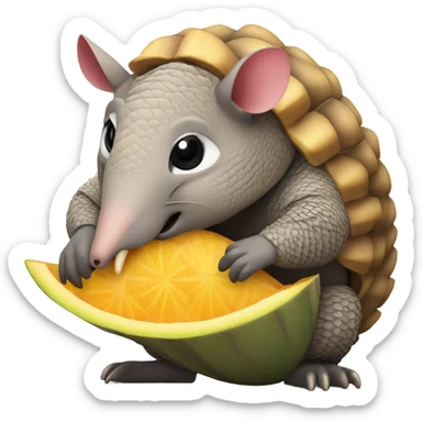 Armadillo eating fruit from side  sticker
