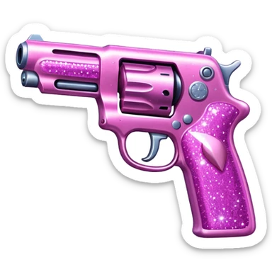 Pink glitter gun sticker