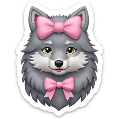 wolf with pink bow sticker