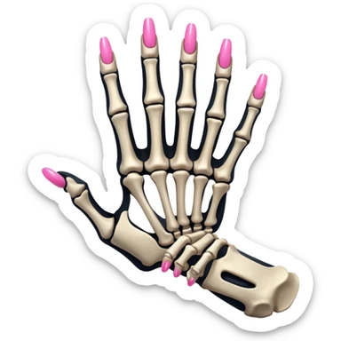 skeleton hand with long pink nails sticker
