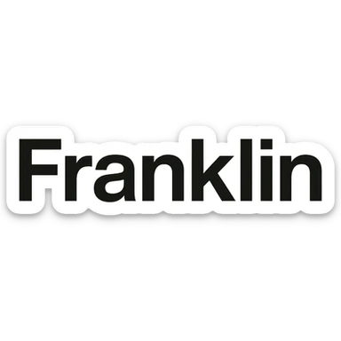 'Franklin' word mark, title case, modern Helvetica-style, startup branding, black sticker
