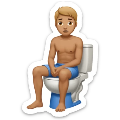 A man having diarrhea on the toilet sticker