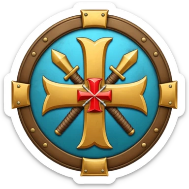 Insignia militar realista para videojuegos de guerra (estilo Battlefield), forma de escudo metálico con bordes desgastados. Incluye:

Símbolo: [fusiles cruzados / águila / estrellas / espada] sticker