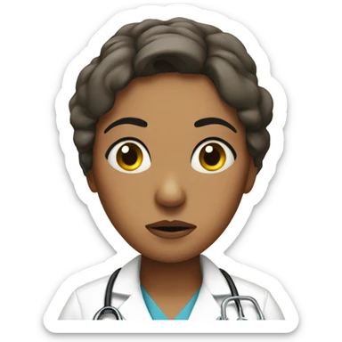 A cranky tired woman nurse sticker