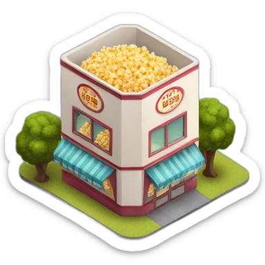 Popcorn cinema house isometric sticker