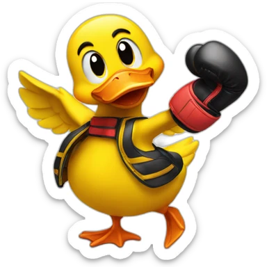 yellow duck with boxing gloves sticker
