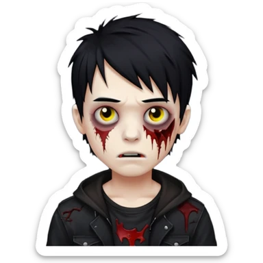 crie um menino zumbi emo sticker