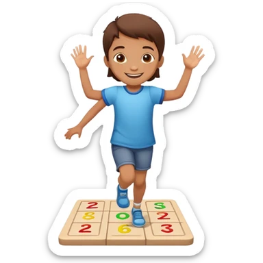 child playing hopscotch, happy and energetic sticker