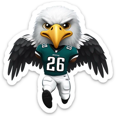 Philadelphia Eagles running back Saquon Barkley number 26 with bald eagle wings sticker