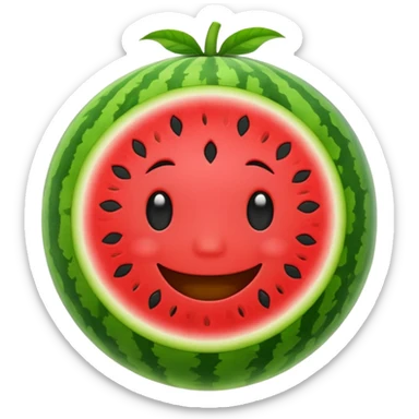 cute watermelon emoji, bright colors, simple face sticker