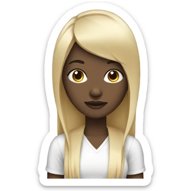 Black girl with black straight hair with bangs sticker