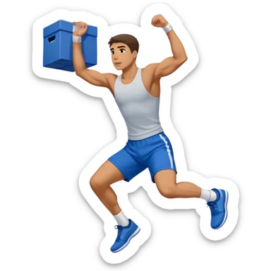 man in blue shorts box-jump exercise side-view sticker