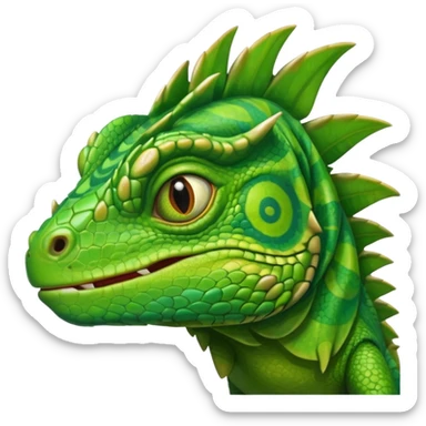 iguana's face dizzy with the eyes that have like swirls sticker