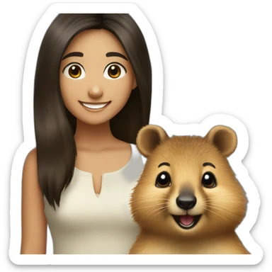 a-happy-quokka-with-happy-girl-who-is-black-hair sticker