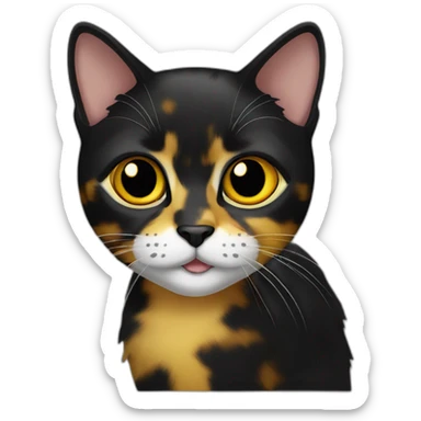 Half black and half yellow tortoiseshell cat sticker