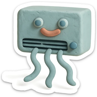 playful air conditioning unit with cool air waves in claymation style with pastel colors sticker