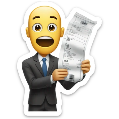Standing tall, looking surprised at the length of the receipt, possibly with wide eyes. sticker