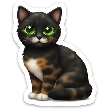 cute mostly black tortoiseshell cat with green eyes sticker